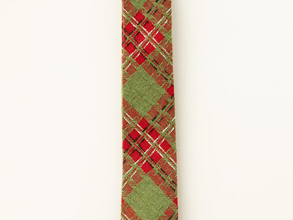 Christmas Green and Red Plaid Tie -(Xs, Small, Medium, Large, ADULT)