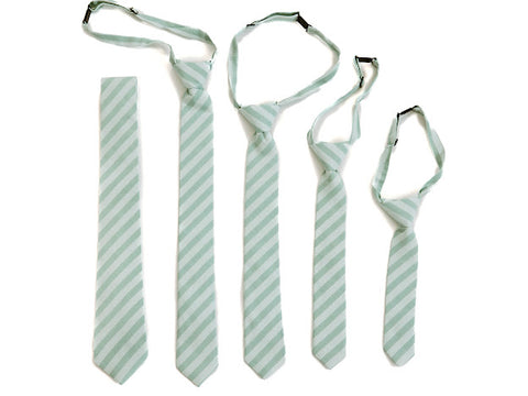 Mint Stripe Tie -(Xs, Small, Medium, Large, ADULT)