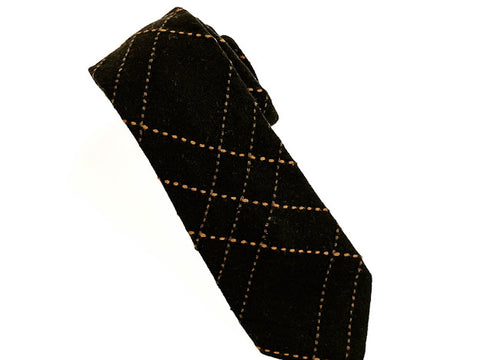 Black with Brown Stitching Tie