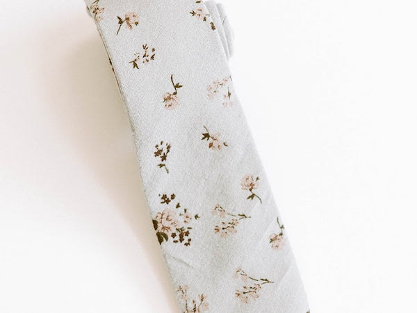 Grey Floral Tie -(Xs, Small, Medium, Large, ADULT)