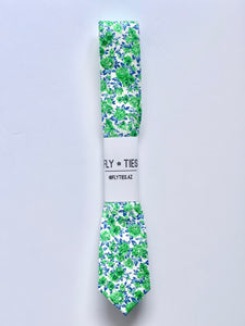 Bright Green Floral Tie