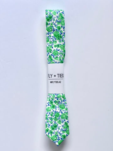 Bright Green Floral Tie