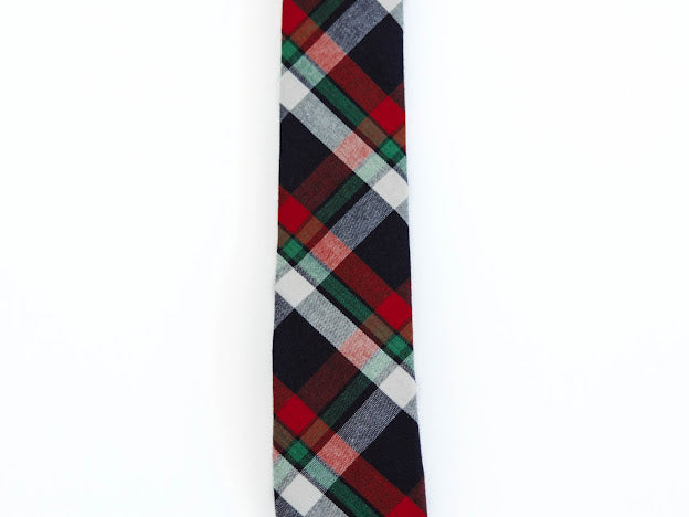 Navy Plaid Tie -(Small, Medium, Large, ADULT)