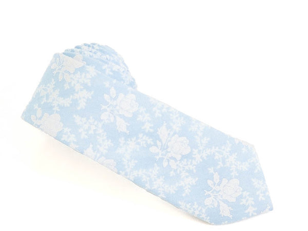 Light Blue and White Floral Tie