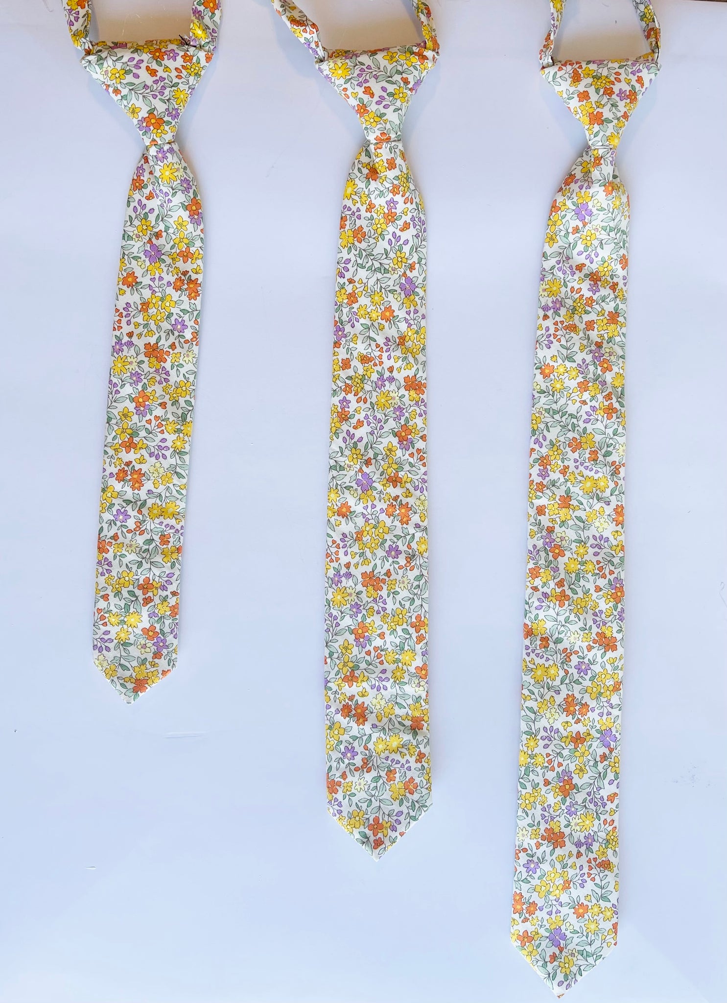 YELLOW FLORAL Tie -(Small, Medium, Large, ADULT)